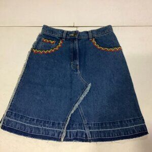 I Pinco Pallino 1950 Jean Denim Skirt Size 14 Beaded Pockets